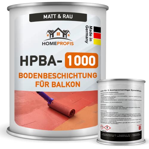 Home Profis® HPBA-1000 Bodenfarbe (matt & rutschfest) für Balkon & Terrasse (5m²) in RAL 8016 Mahagonibraun – 2K Epoxidharz Bodenbeschichtung Außen wasserdicht für Beton Estrich Holz Fliesen