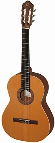 Ortega Guitars R180L Konzertgitarre Custom Made in 4/4 Größe Linkshänder handgefertig in Spanien massive Decke natur im seidenmatten Finish mit hochwertigem Gigbag