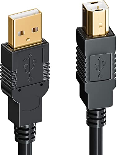 deleyCON 20m Akives USB Druckerkabel Scannerkabel Datenkabel USB 2.0 A-Stecker zu B-Stecker für Drucker Scanner Fax Multifunktionsdrucker Printer - Schwarz