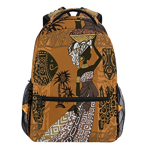 Oarencol Beautiful African Black Woman Tribal Turtle Primitive Geometric Backpack Bookbag Daypack Travel School College Bag for Womens Mens Girls Boys