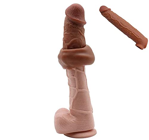 16.5 Cm Realistischer Dildo Pennis Sleeve, Wiederverwendbare Penishülle Weiche Silikon Große Penis Vergrößerung Extender Kondome Erektionssteigerung Sexspielzeug für Männer