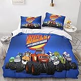 Cartoon-Offroad-Auto-Bettwäsche, Kinderauto-Extremsport-Bettbezug, 1 Stück 135 x 200 cm Bettbezug mit 2 Kissenbezügen, Mikrofaser-Bettwäsche-Set