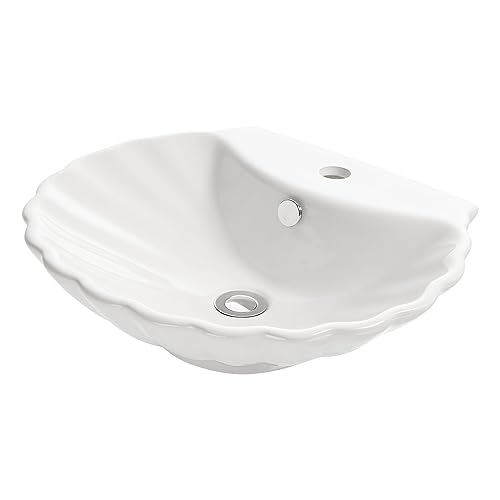 NEG Waschbecken Uno38A (Muschel-Form/oval) Aufsatz-Waschschale/Waschtisch (weiß) mit geschwungenem Rand und Nano-Beschichtung