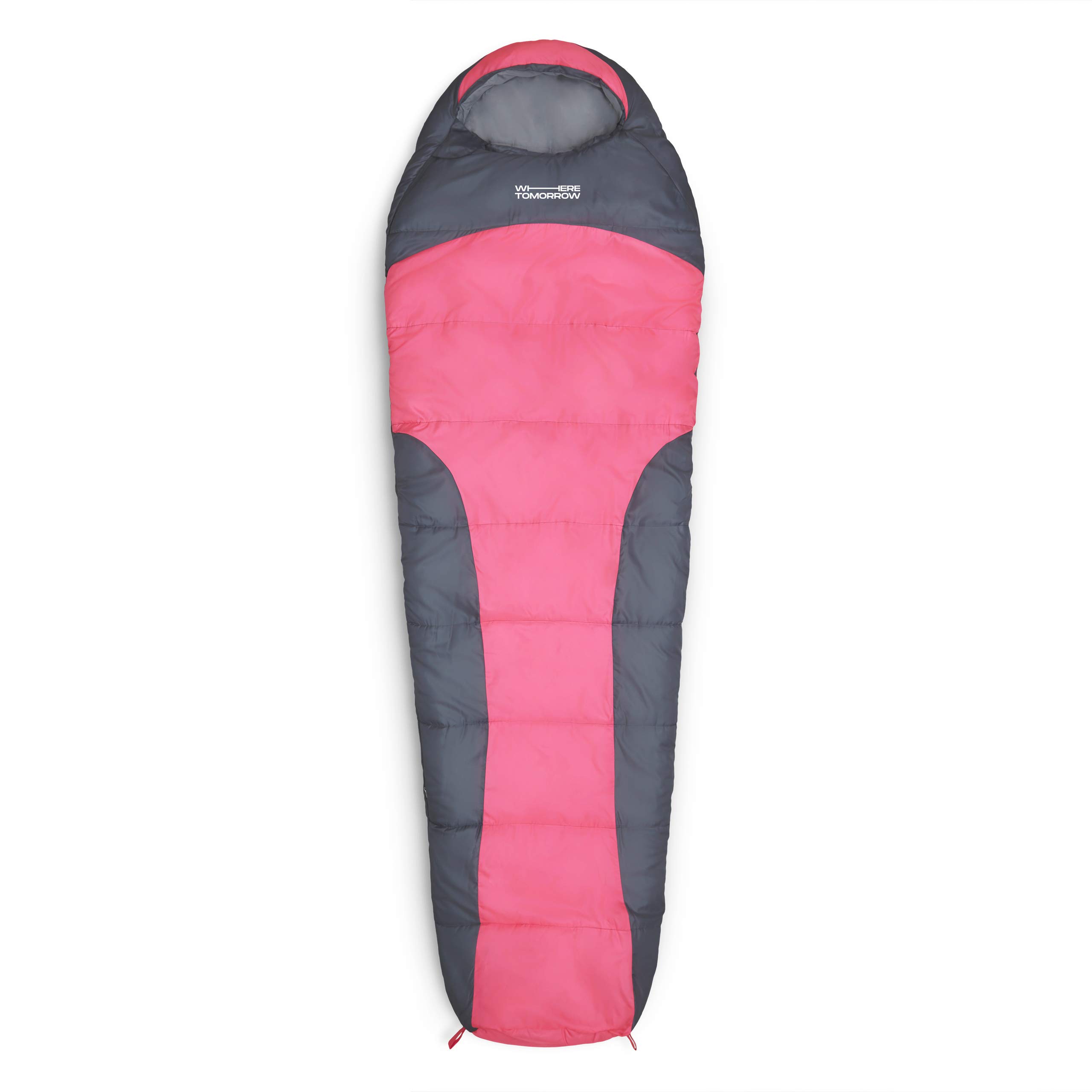 Lumaland Outdoor Schlafsack Mumienschlafsack, 230 x 80 cm, inklusive Packsack, 50 x 25 cm gepackt pink