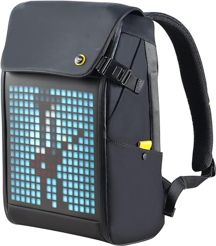 Divoom Pixoo Pixel Art Reise-Laptop-Rucksack mit App-gesteuertem 16X16 RGB-LED-Bildschirm, wasserdichte College-Schule-Computertasche Geschenke für Frauen und Männer Schul-College-Studenten-Rucksack