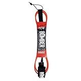 Surf Repair Co. Bomber Premium Surfboard Leash | High Strength PU Cord, Tangle-Free Leash with Double Swivel System, Straight Legrope for All Types of Surfboards & Paddleboards (Red-Clear, 3')