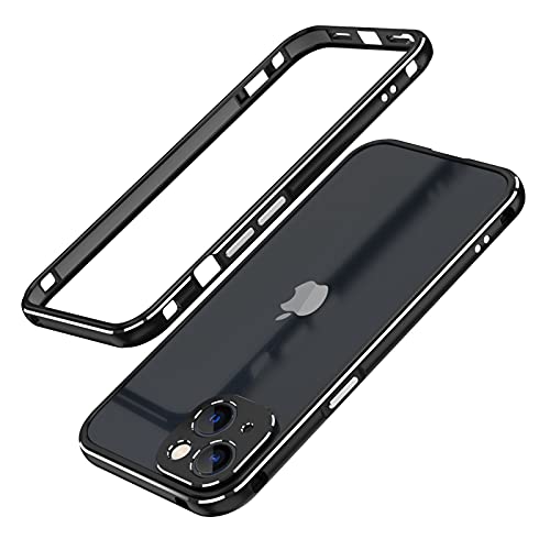 qichenlu Ultraslim Gaming Case Schwarz Aluminium Rahmen kompatibel mit iPhone 13 Mini,Leicht Luftfahrt Alulegierung Metall Bumper Innen Schwamm,mit Kamera Schutz Abdeckung Rückseite Folie