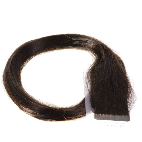 hair2heart 30 x Tape In Extensions aus Echthaar, 60cm, 2,5g Strähnen, glatt - Farbe 1b naturschwarz