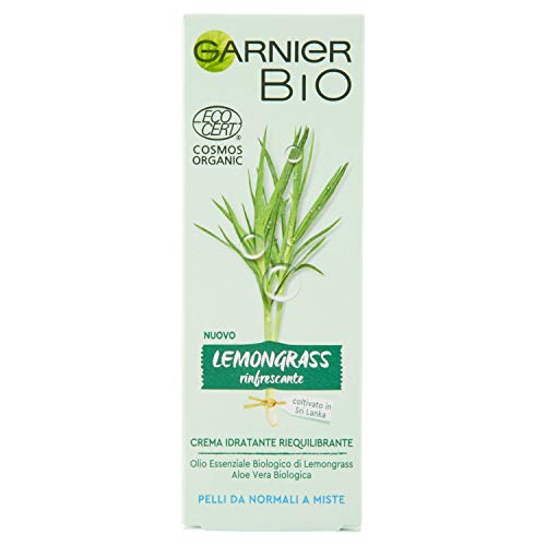 Garnier Bio Gesichtscreme Lemongrass Erfrischende Gesichtscreme Feuchtigkeitsspendend und ausgleichend, Formel mit Zitronenfett, für normale oder gemischte Haut, 50 ml
