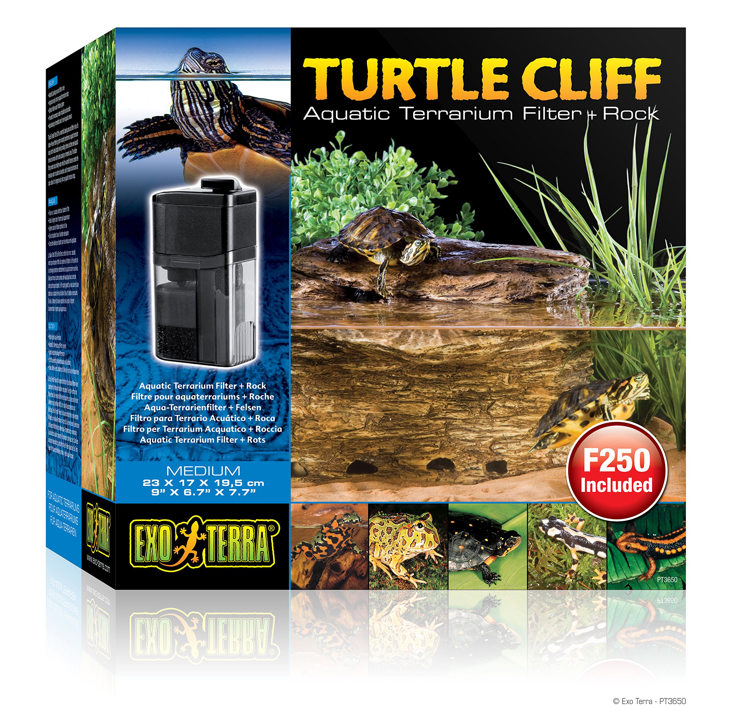 Exo Terra Turtle Cliff, Aqua-Terrarien Filter und Felsen in einem, idealer Wärme- oder Landbereich für Tiere, die nicht nur im Wasser leben, mittel