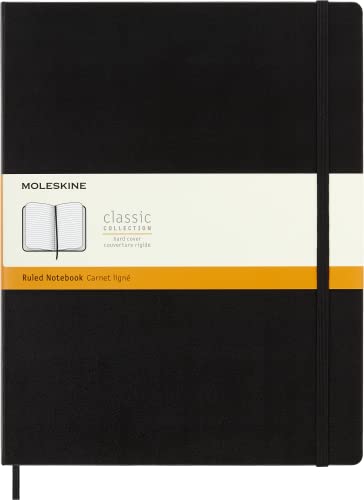 Moleskine - Klassisches Liniertes Notizbuch - Notizheft mit Hardcover und elastischem Verschluss - Maße XXL 21,6 x 27,9 cm - Farbe Schwarz, 192 Seiten