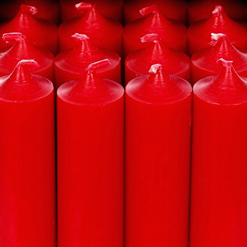 Bütic GmbH durchgefärbte Stabkerzen 100mm x Ø 28mm - Kerzen mit rückstandsfreiem Abbrand, Farbe:Weihnachtsrot, Set mit:16 Stück