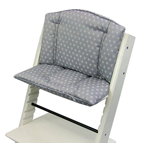 BAMBINIWELT Ersatzbezug Bezug Sitzkissen Kissen-Set Sitzverkleinerer kompatibel mit STOKKE Tripp Trapp für Hochstuhl-Kinderstuhl STERNE (hellgrau Sterne)