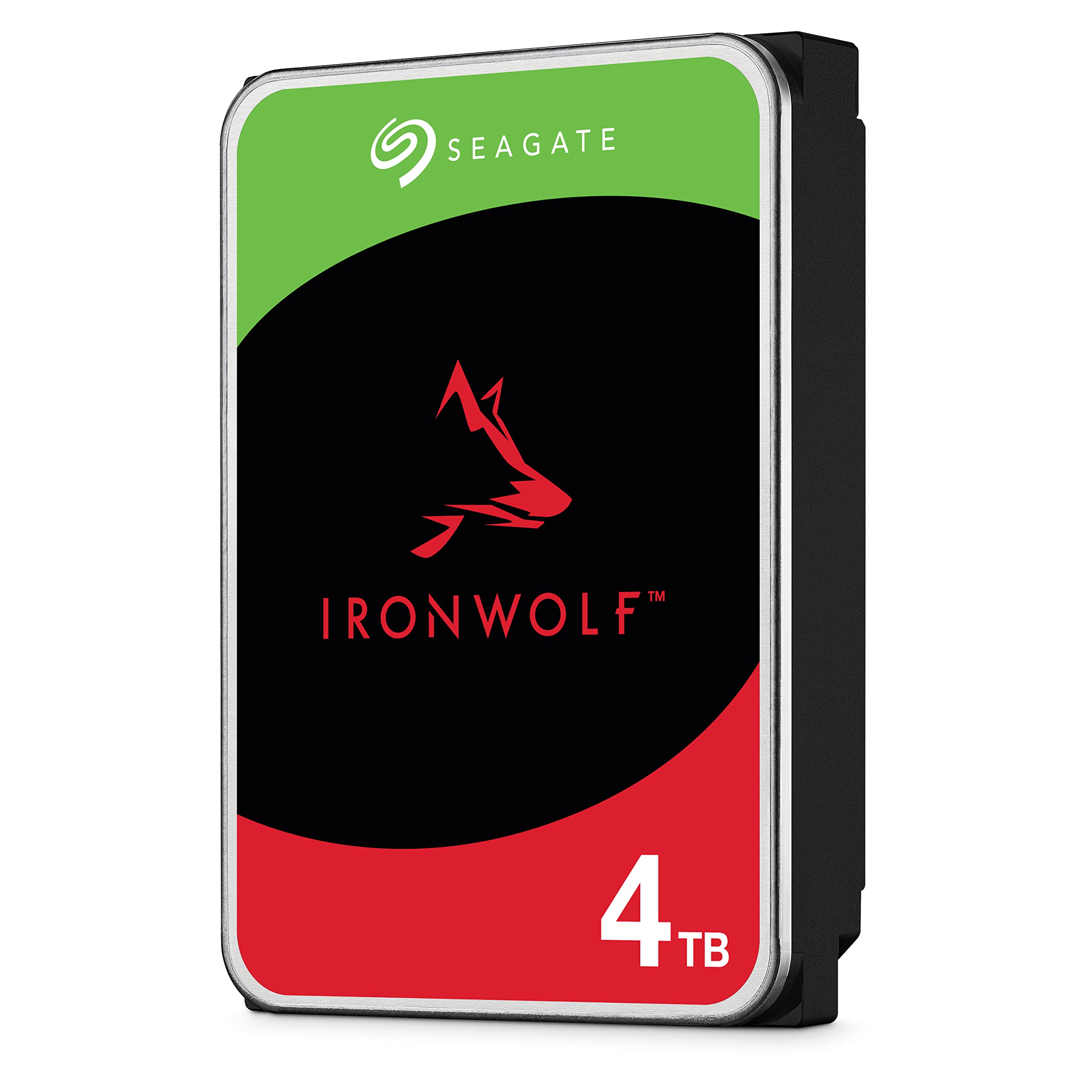 Seagate IronWolf 4 TB interne Festplatte, NAS HDD, 3.5 Zoll, 5900 U/Min, CMR, 64 MB Cache, SATA 6 GB/s, silber, 3 Jahre Data Rescue Service, Modellnr.: ST4000VN008