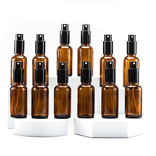 Yizhao Braun Sprühflasche Glas 30ml，Leer Feinen Nebel Sprühflasche, für Ätherisches Öl,Aromatherapie-Gemische,Parfüm,Massage,Chemische Flüssigkeit,Apotheker– 12Pcs