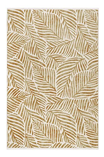 wecon home Moderner Esprit Kurzflor Teppich für Wohnzimmer, Schlafzimmer und Kinderzimmer - Victoria (120 x 170 cm, Gold meliert)