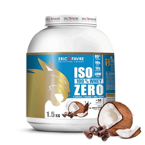 ISO WHEY ZERO 100% Pure Whey Protéine Isolate Savoureuse, Prise de Masse Musculaire - Assimilable Rapidement - Laboratoire Eric Favre - 1,5 kg Choco Coco