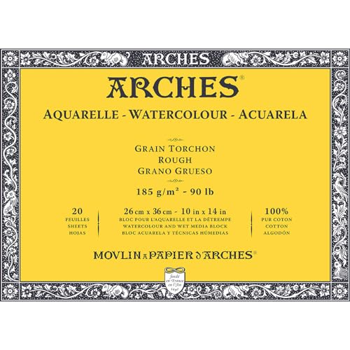 Arches 1795079 Aquarellblock, Holz, weiß, 26 x 36 cm, 20 Blatt, 185 g/m²