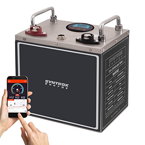 Syntrox Energy Lithium LiFePO4 Batterie Akku frostsicher Premium 12,8V BMS mit Bluetooth und Display, integrierte Heizung 40Ah bis 400Ah (60Ah)
