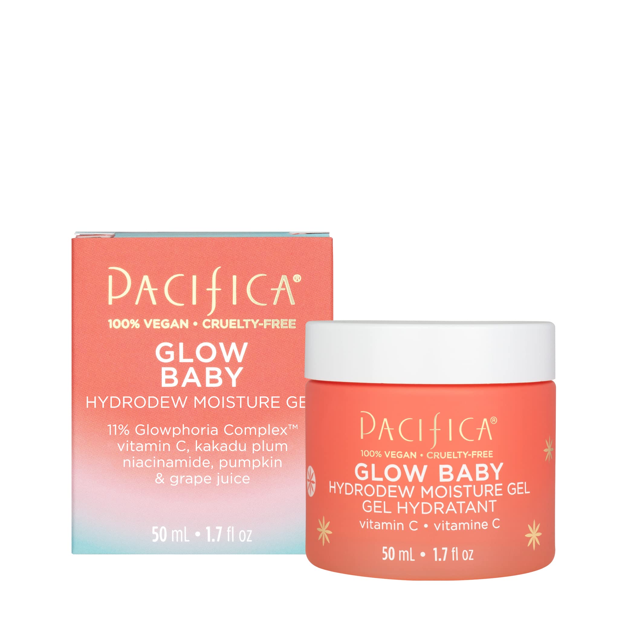 Pacifica Beauty, Glow Baby Hydrodew Gel Face Moisturizer, Dewy Glowing Skin, Vitamin C, Niacinamide, Fine Lines, Dryness, Dull Skin, Non-Stickformel, Hydrating, Vegan & Cruelty Free