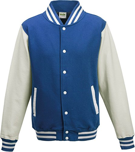 Just Hoods by AWDis Herren Jacke Varsity Jacket, Multicoloured (Royal Blue/White), M