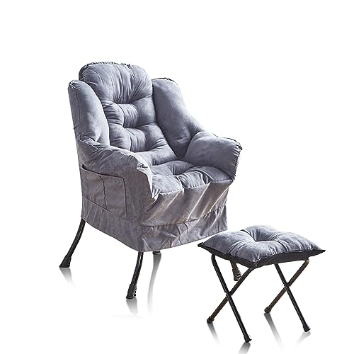 Ftchoice Sessel mit hoher Rückenlehne und Fußhocker, Wohnzimmer, Sofa, Lounge-Stühle, Flügelrücken-Armlehne, Stühle für Erwachsene, faule Sofa, Krankenpflege, Schaukelstuhl, grau