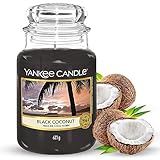 Yankee Candle Duftkerze im Glas (groß) – Black Coconut – Kerze mit langer Brenndauer bis zu 150 Stunden