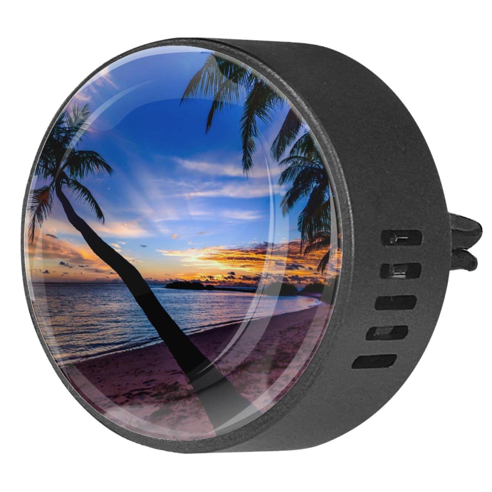 Quniao Coconut Trees on the Beach 2PCS Custom Car Aromatherapy Air Freshener Diffuser Car Fragrance Diffuser Locket Car Diffuser Vent Clip Apply for Car, Office, Kitchen