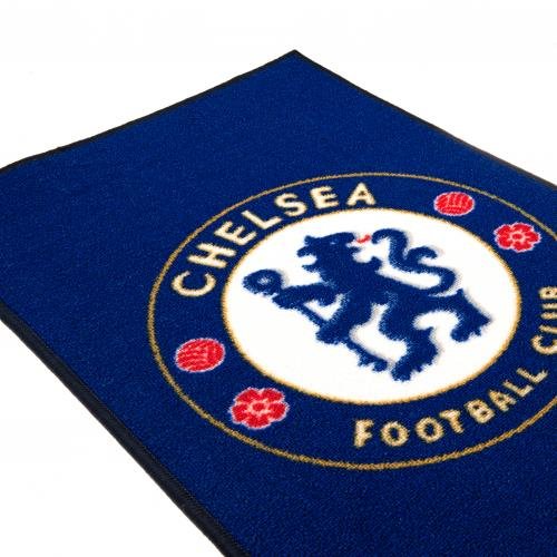 Chelsea F.C. Teppich für Schlafzimmer, ca. 80 cm x 50 cm, 100 % Polyamid, maschinenwaschbar, auf Pappreiter, offizielles Fußball-Merchandising-Produkt