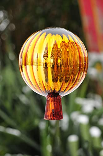 ÖLBAUM ca. 25 cm XXL Gartenkugel in (mit Glasschaft) Kugelform Gold gartenkugeln, Sonnenfänger-Kugel, Sonnenfänger-Scheibe, Sonnenfängerscheiben, Gartendeko FROSTSICHER, lichtbeständig und