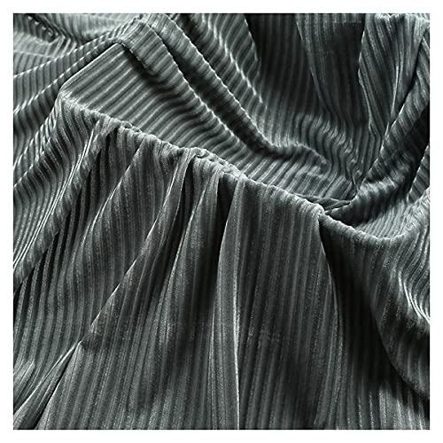 JIXITA Samt Stoffe Streifen Samtstoff Kleiderstoff Meterware 160cm Breite Stretch Soft Velourstoff für Kleidung, Schneiderei, Nähhandwerk, Dekorationen(Color:grey3)