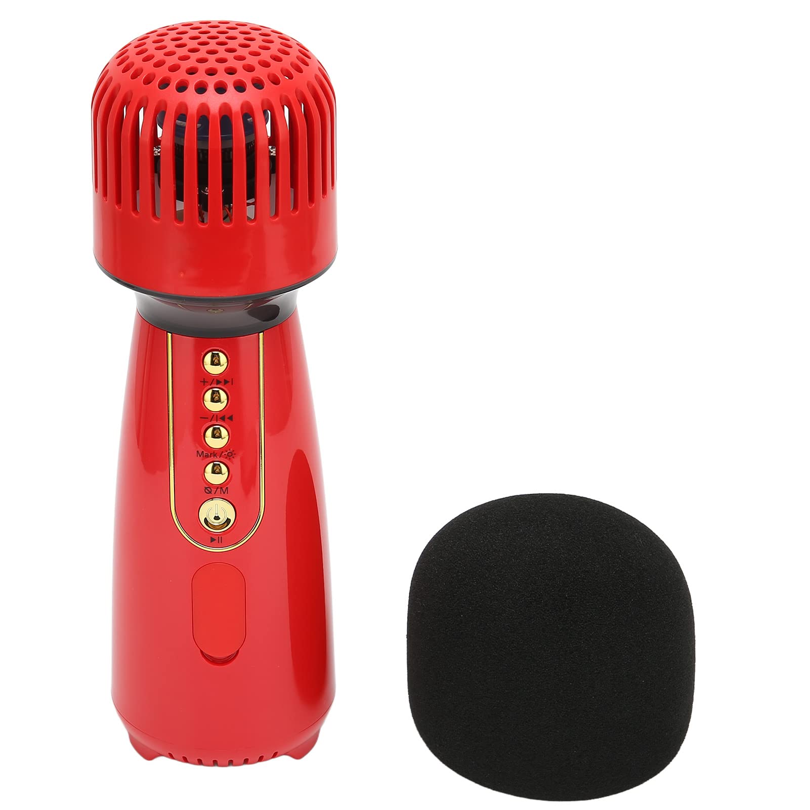 Heayzoki Karaoke-Mikrofon, L868 Drahtloses Bluetooth-Mikrofon für Kinder, Handmikrofon mit LED-Licht für die Rede bei Interviews zu Hause, Tragbares Mikrofon für Alle Smartphones(rot)