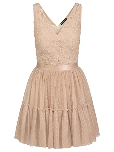 ApartFashion Damen Apart Cocktailkleid aus Spitze und Tüll Special Occasion Dress, Nude, S EU