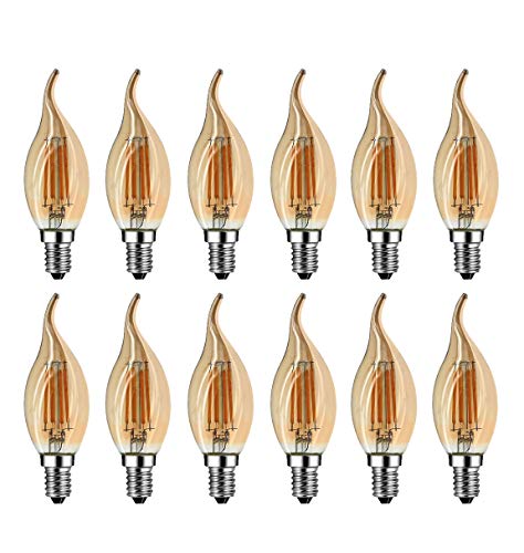 E14 LED Kerzenform, MENTA 12er Pack E14 Kerze LED Lampe, 4W ersetzt 40 Watt Kerze, 2700K Warmweiß, E14 Filament Fadenlampe, 220-240V AC, 400lm, 360° Abstrahlwinkel, nicht dimmbar, Retro Lampe