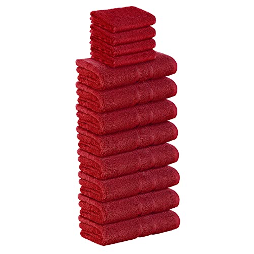 StickandShine 12 TLG. (4X Gästehandtuch / 8X Handtuch) in rot/Premium Frottee Set aus 100% Baumwolle mit 500g/m² 12er Pack