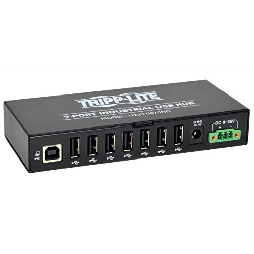 Tripp Lite U223-007-IND 7-Anschluss, industrietauglicher USB 2.0-Hub – 215 kV ESD-Festigkeit, Metallgehäuse, montierbar
