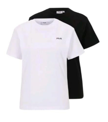 FILA Damen BARI Tee/Double Pack T-Shirt, Bright White-Black Beauty, M