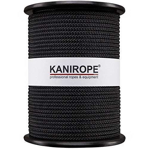 Kanirope® Spezialseil B1 ø4mm 100m Schwarz 8-fach geflochten schwer entflammbar