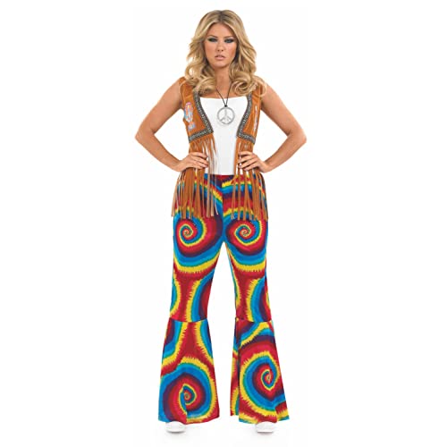 Fun Shack Womens Hippie-Rainbow Swirl Flared Trousers - red - X-Large