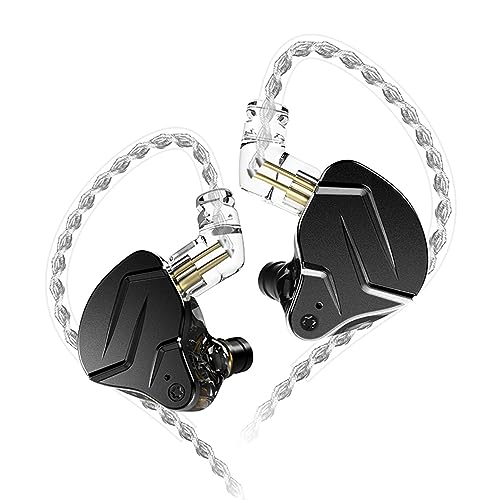 KINBOOFI KZ ZSN Pro X 1BA 1DD im Ohrhörer, KZ Ohrhörer im Ohrmonitor Kopfhörer mit abnehmbarem 0,75 mm 2-poligem Kabel (Schwarz, kein Mikrofon)