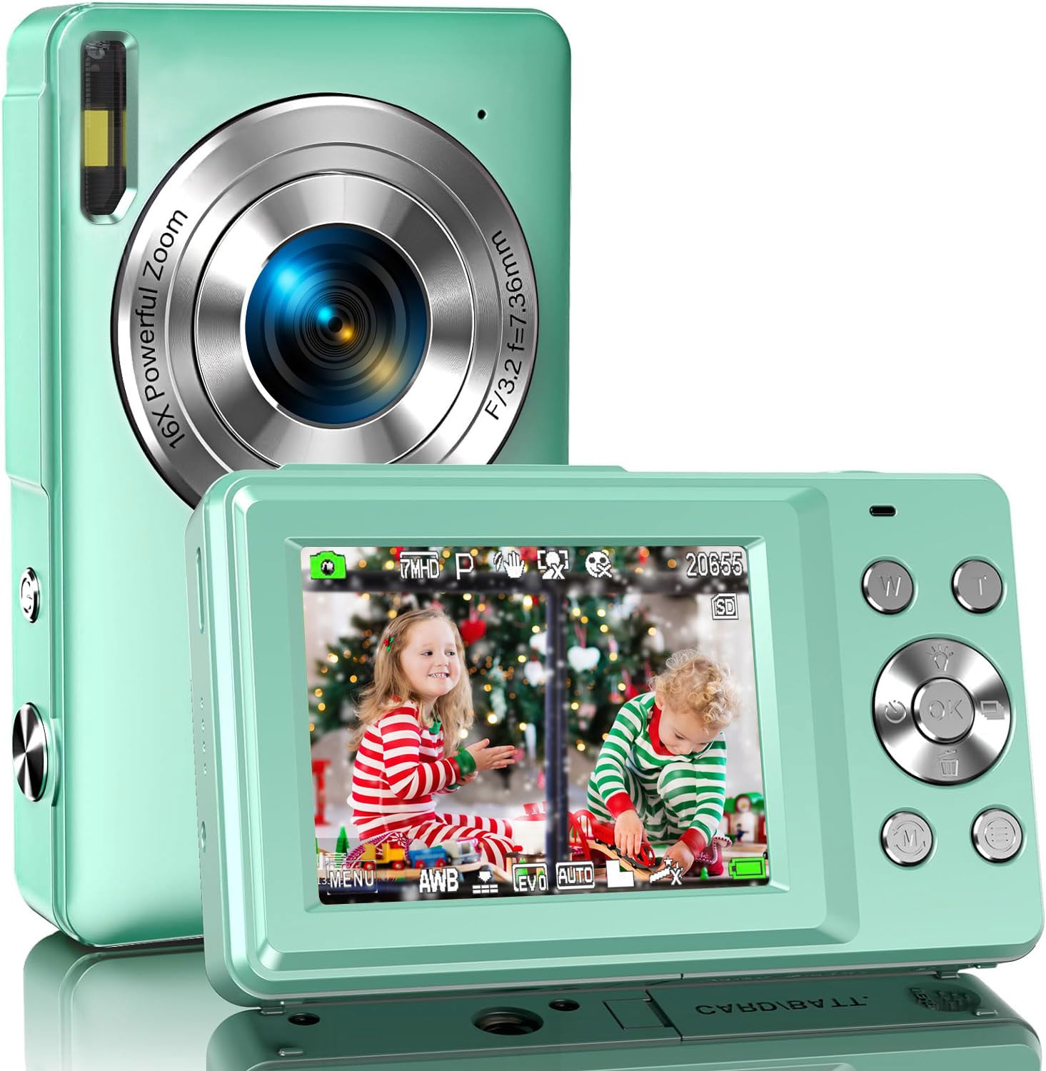 Digitalkamera,Amdeurdi Fotokamera,44MP Kompaktkamera,1080P FHD Fotoapparat,Vlogging Kamera Tragbare Kompaktkamera mit LCD 16X Digitalzoom,1 Akku für Kinder, Teenager, Anfänger