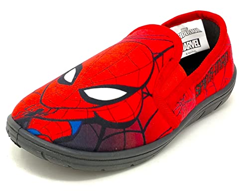 SPIDER-MAN Jungen oder Mädchen Marvel Spiderman Kinderhausschuhe, Rot, Größe 2 UK, 34 EU
