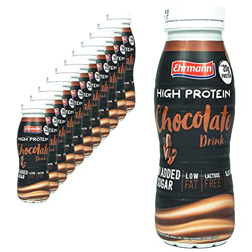 Ehrmann - 12er Pack High Protein Schoko Drink in 250ml Flasche - Chocolate Drink mit 20 g Eiweiß pro Flasche