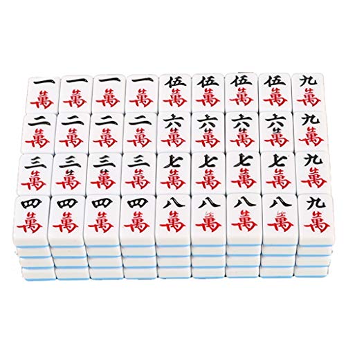 Suuim Mahjong-Set, MahJongg-Fliesenset, chinesisches Mahjong-Spielset, traditionelle chinesische Version für Zuhause, Mahjong-Spielset, leicht lesbares Spielset, chinesisches Mahjong-Spielset