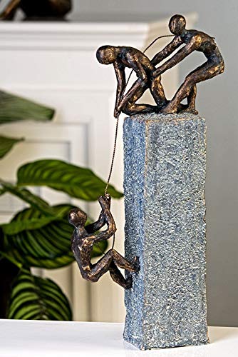 Exklusive Skulptur ASSISTANCE aus Poly in bronze/dunkelgrau Höhe 43 cm Breite 18 cm