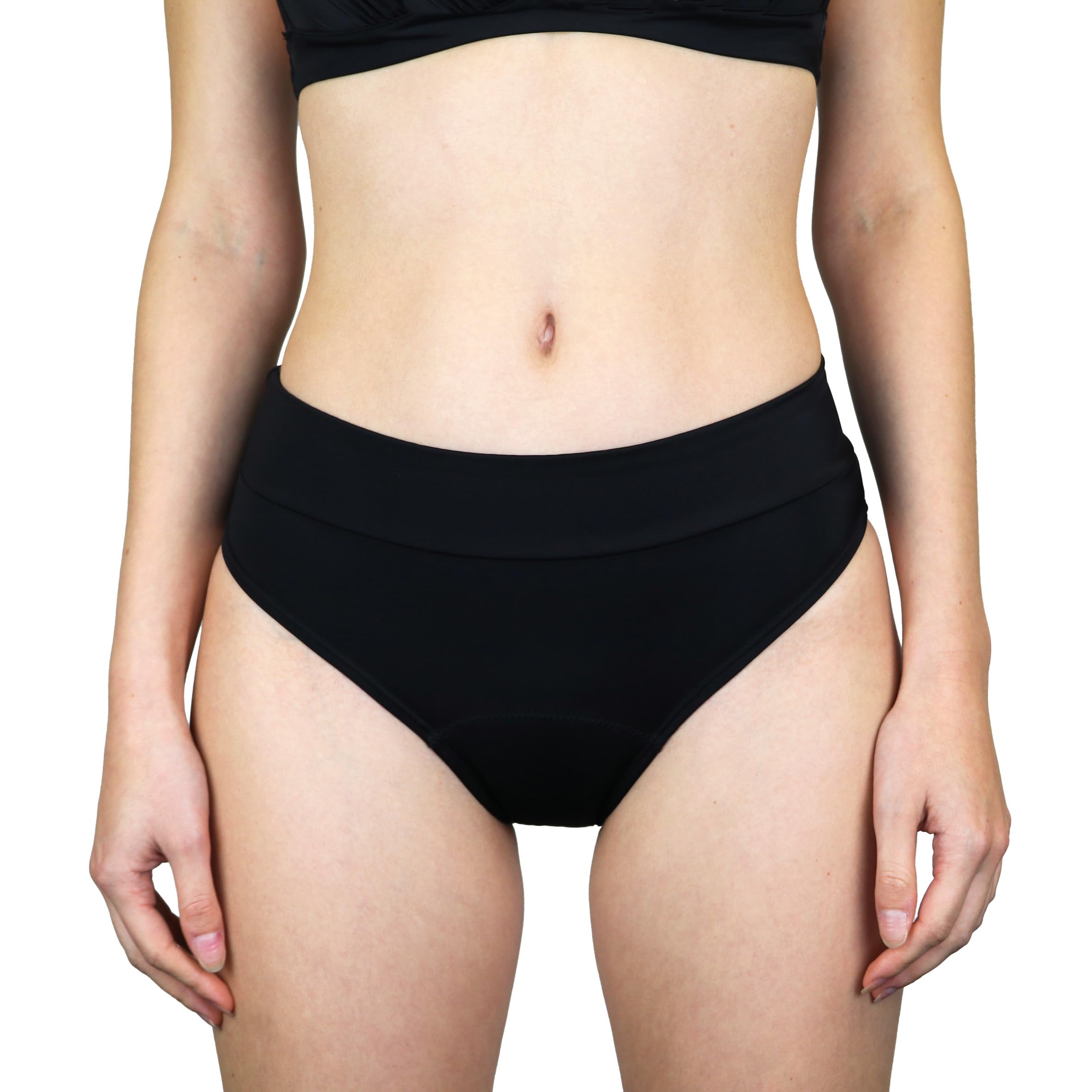 MYLILY Perioden Bikinihosen für Damen Schwarz | Perioden Bademode zum Schwimmen | Basic Slip Bikinihose | Period Swimwear (L)