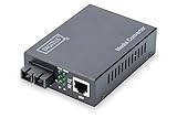 DIGITUS Medienkonverter - Singlemode - Gbit Ethernet - RJ45 / SC - 1310nm Wellenlänge - Bis 20km - Schwarz