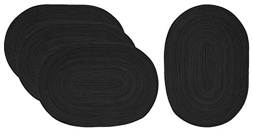 Pichler Tischset Platzset Samba oval (oval 33x48cm (4 Stück), Noir (NO))