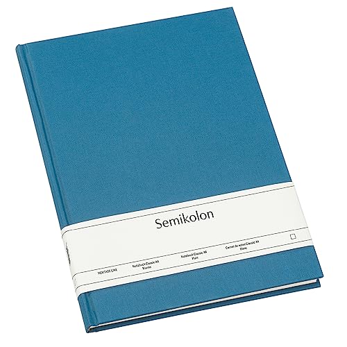 Semikolon 364075 - Notizbuch Classic A4 blanko - 176 Seiten, cremeweißes Papier – Lesezeichen – azzurro hell-blau