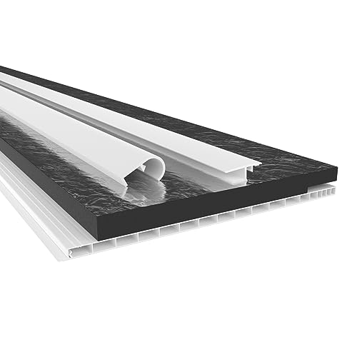 HEXIM PVC Rollladenkastendeckel Komplettset, Rollladenkastendeckel, Aufnahmeprofil & Rollladentraverse, Länge: 1000-2000mm, Breite: 120-320mm, Rolladenkasten abdeckung (280mm x 1 Meter)